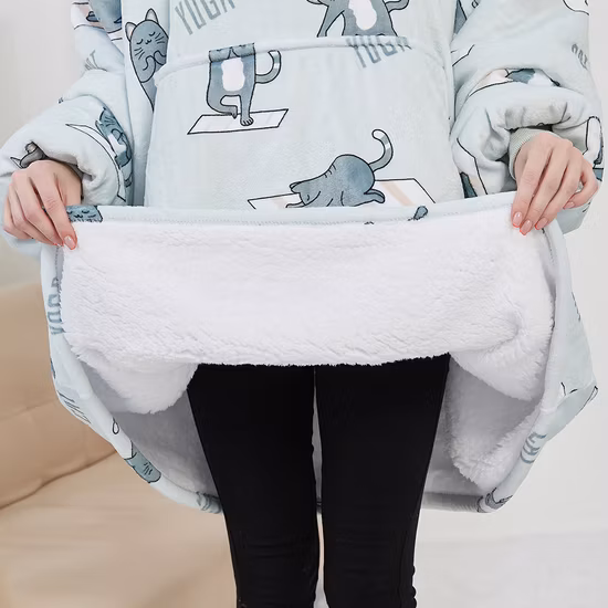 Avocado Printed Oversized Hoodie Blanket for Adult Children Outdoor Hoody Sweatshirt Wearable Blanket Pullover Hoodie Blanket