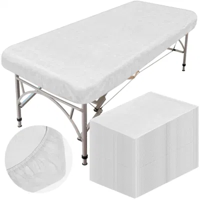 SJ Non woven Fitted Massage Table Sheets White Waterproof Disposable Bed Covers OEM Wholesale