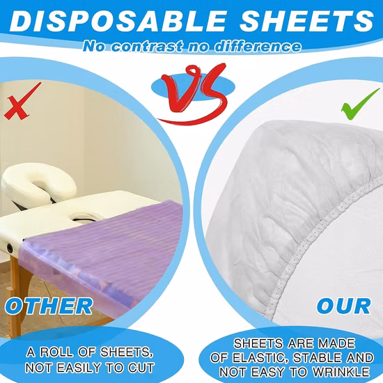 SJ Non woven Fitted Massage Table Sheets White Waterproof Disposable Bed Covers OEM Wholesale